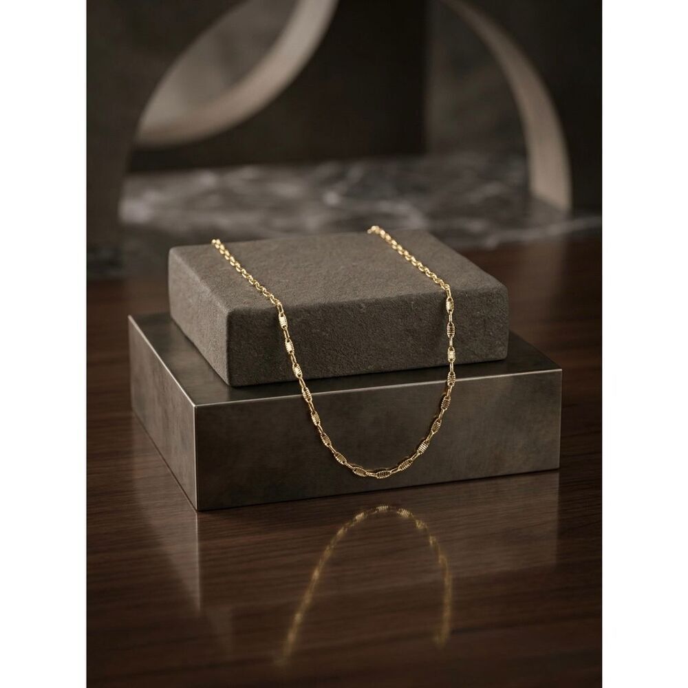 Dainty 14K Gold Vermeil 24" Valentino Chain Necklace Diamond Cut Twisted New